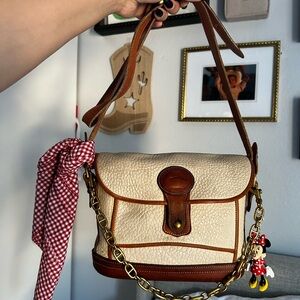 Vintage Dooney Cream and Brown Leather crossbody Bag